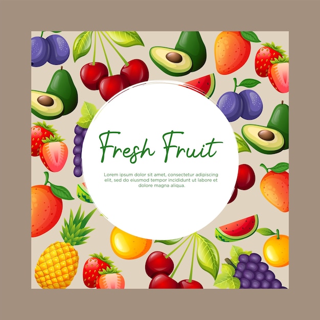 Diseño de fondo de marco de frutas para publicaciones en redes sociales
