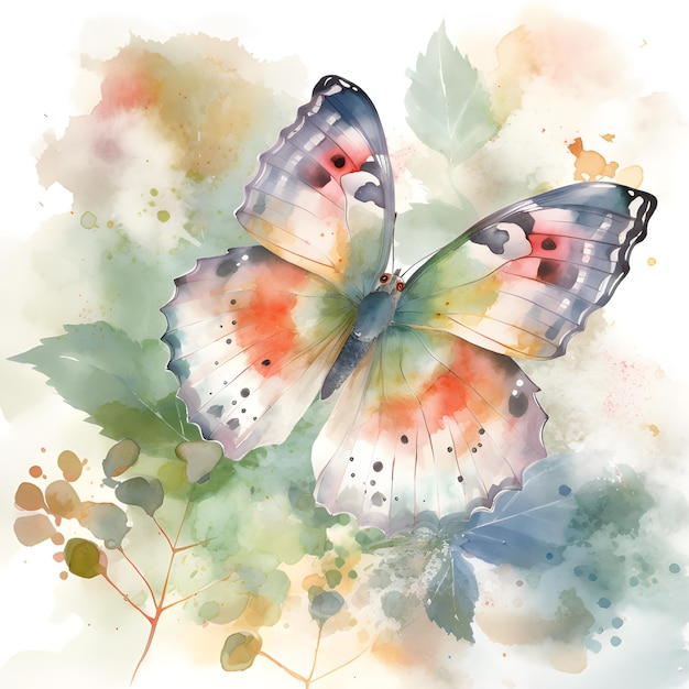 Diseño de fondo de mariposa colorida acuarela