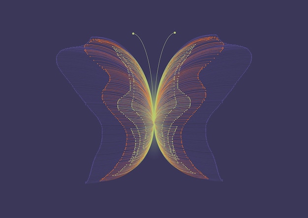 diseño de fondo de mariposa de línea de brillo colorido