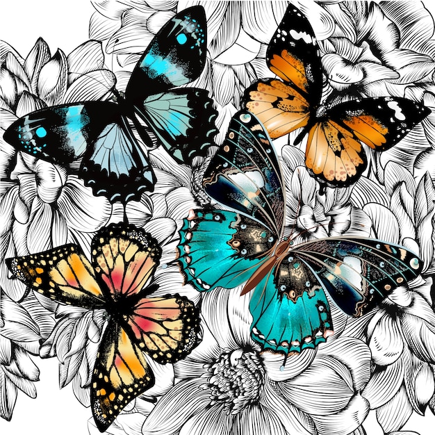 Diseño de fondo de mariposas