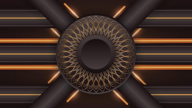 diseño de fondo marrón redondeado de oro florido abstracto