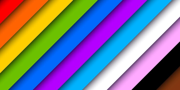 Vector el diseño de fondo del mes del orgullo lgbtqia con coloridas rayas de la bandera del arco iris el amor es el amor derechos humanos