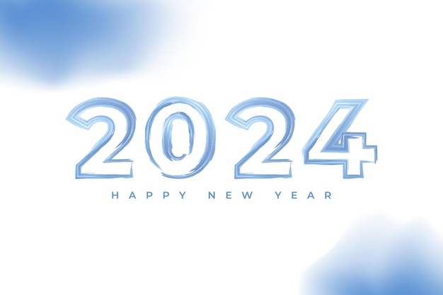 Diseño de fondo moderno feliz año nuevo 2024 con efecto de nubes de cielo