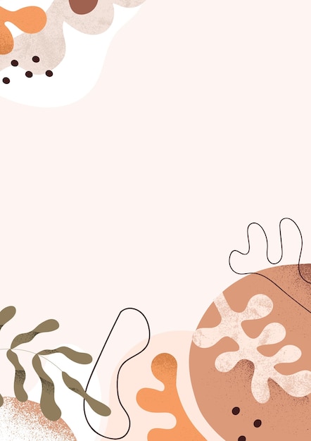 Diseño de fondo moderno con formas minimalistas y hojas modernas. tarjeta de moda elegante con marco floral de elementos de garabato naturales y geométricos creativos mínimos. ilustración de vector plano coloreado