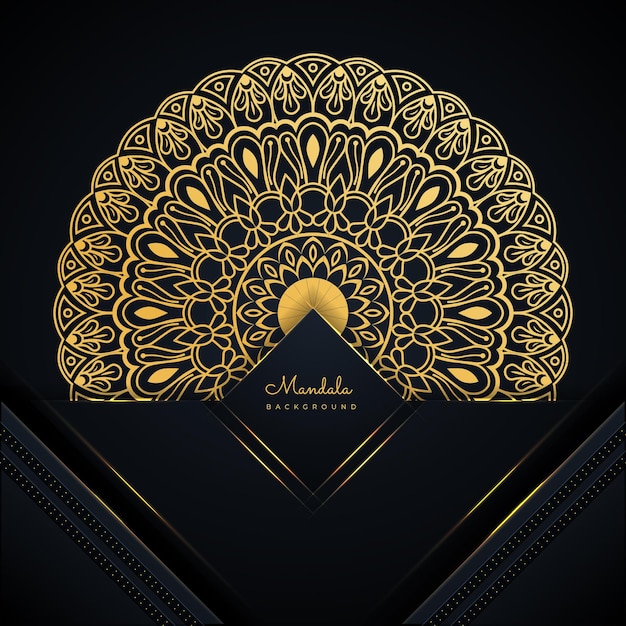 Diseño de fondo moderno Mandala negro y dorado