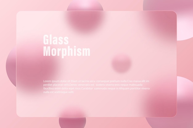 Diseño de fondo de morfismo de vidrio Banner de vidrio transparente con esferas