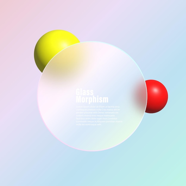 Diseño de fondo de morfismo de vidrio Disco de vidrio redondo transparente con esferas geométricas coloridas