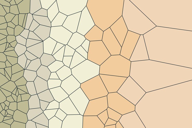 Vector diseño de fondo de mosaico geométrico de diagrama de voronoi de gradiente plano