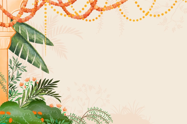 Diseño de fondo mughal indio real en acuarela