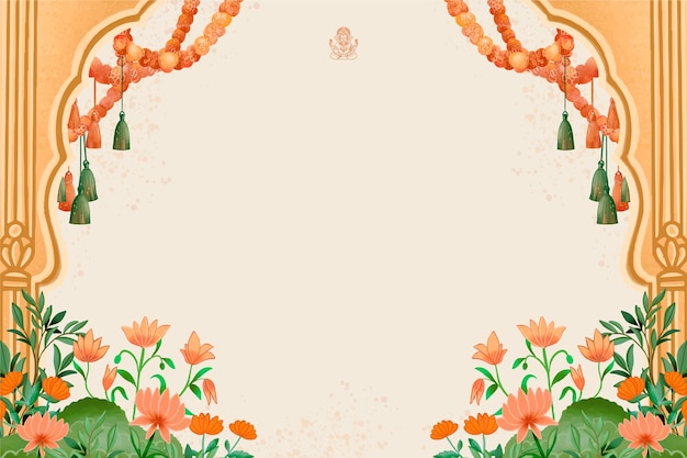 Diseño de fondo mughal indio real en acuarela