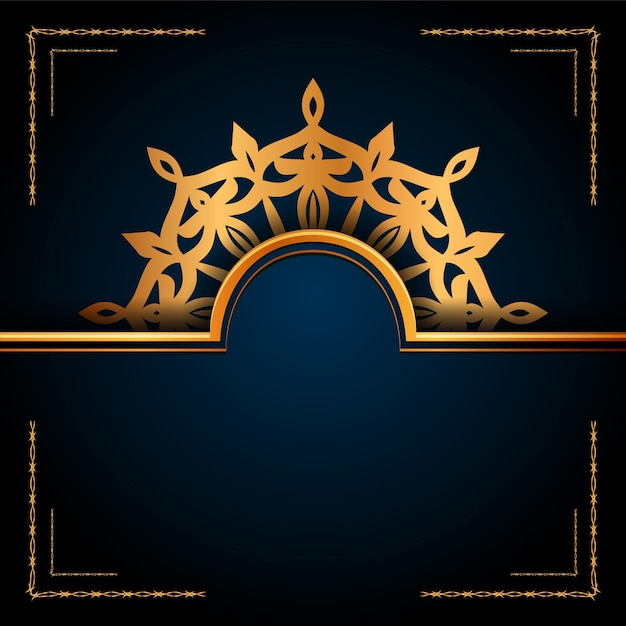 Diseño de fondo ornamental de mandala de lujo con estilo de patrón de arabescos dorados.