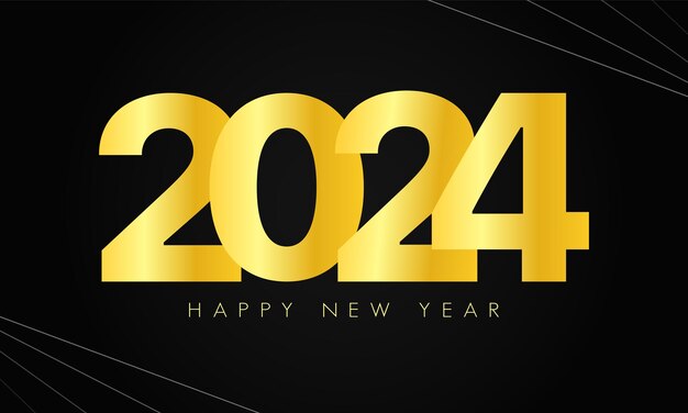 diseño de fondo oscuro decorativo vectorial para el año nuevo de 2024