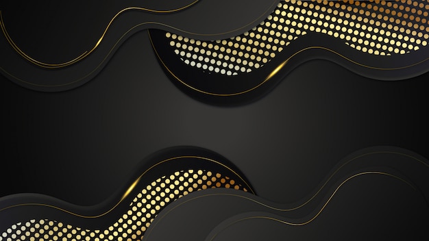 Diseño de fondo oscuro dorado de lujo abstracto
