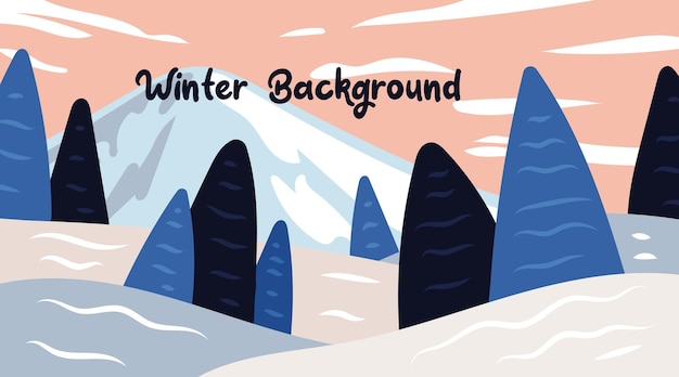 Diseño De Fondo De Paisaje De Invierno Plano