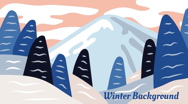 Diseño De Fondo De Paisaje De Invierno Plano