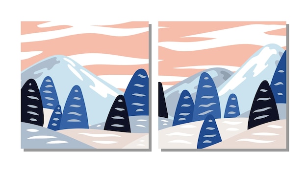 Diseño De Fondo De Paisaje De Invierno Plano