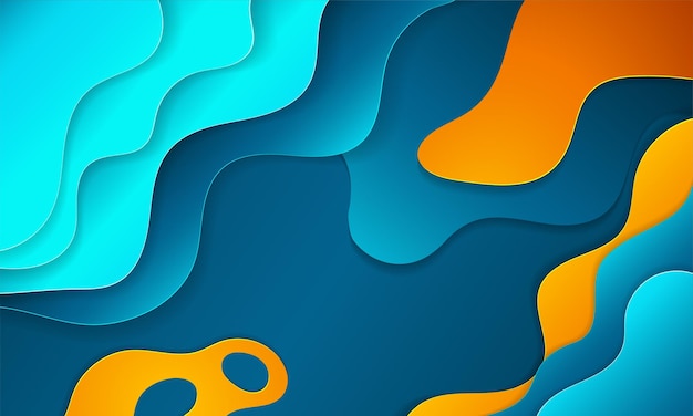 Diseño de fondo de papercut de color naranja azul