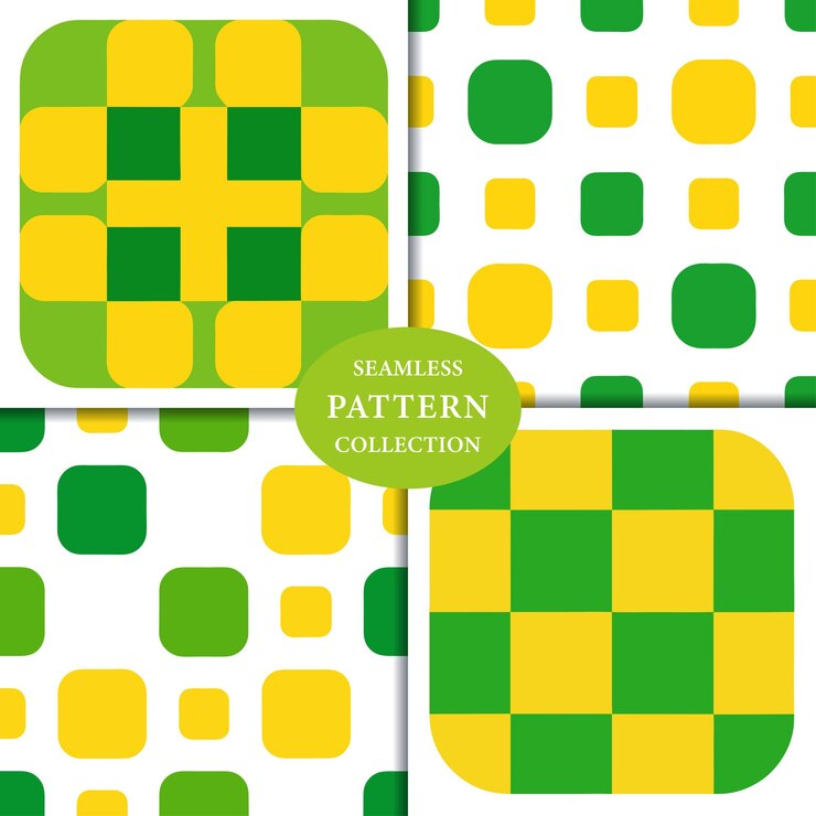 Vector diseño de fondo con patrón sin costuras de cuadrados redondeados en verde y amarillo