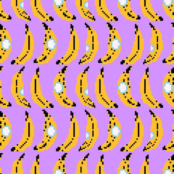 Vector diseño de fondo de patrón sin costuras vectorial impresión de plátano arte de píxeles