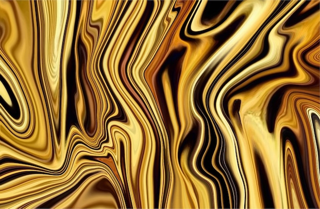 Diseño de fondo de patrón líquido brillante abstracto con color dorado de lujo