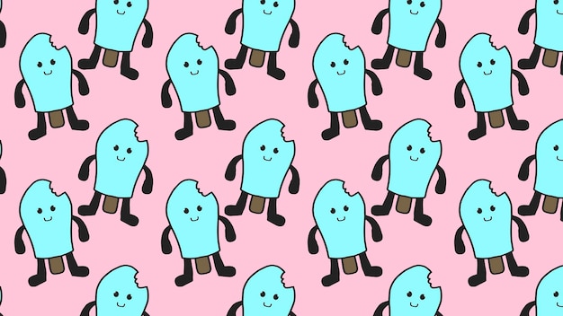Diseño de fondo de patrón de personaje de helado de menta azul
