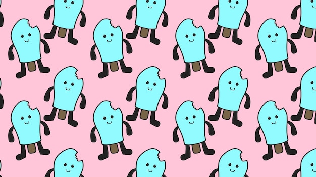 Diseño de fondo de patrón de personaje de helado de menta azul