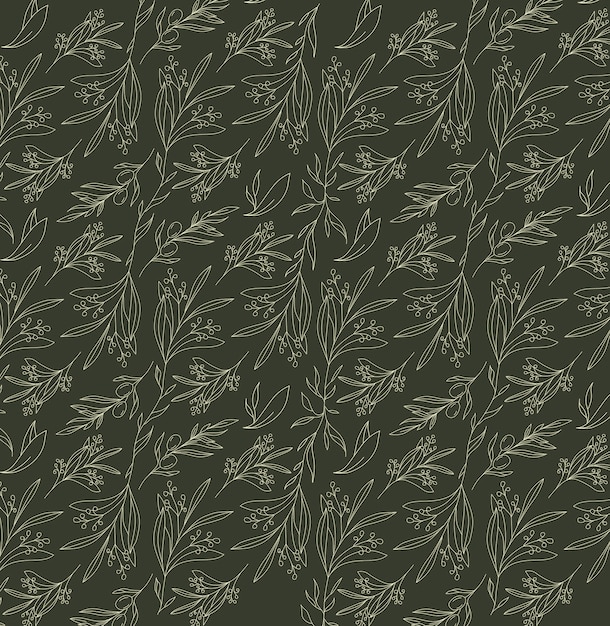 Diseño de fondo de patrón transparente floral minimalista de olive bunch