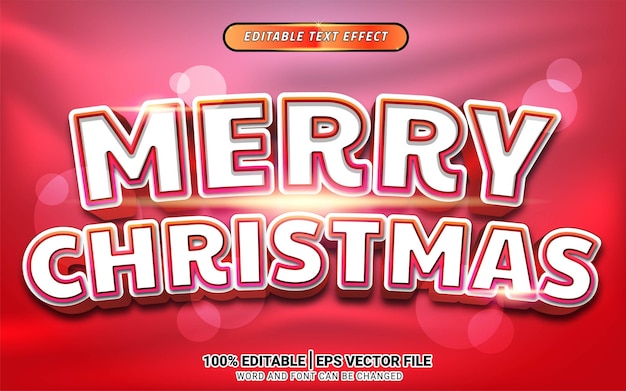 Diseño de fondo de plantilla editable de efecto de texto 3d de feliz navidad