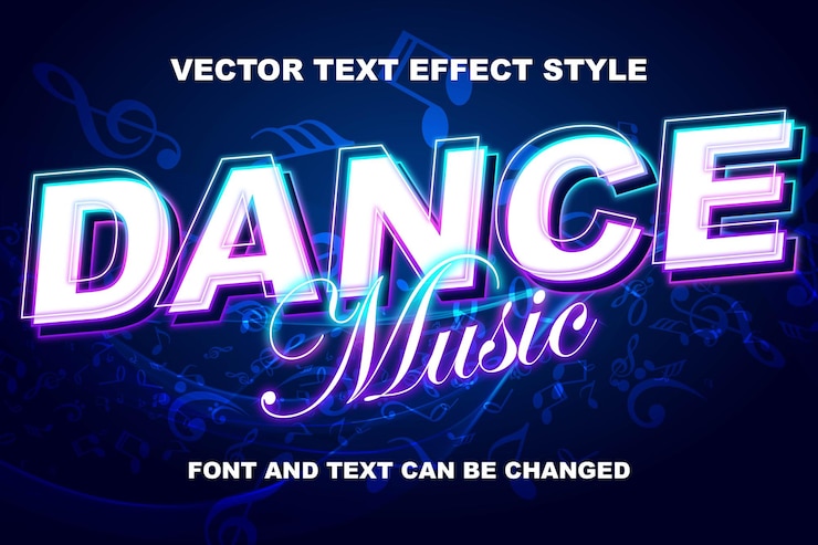 Vector diseño de fondo de plantilla de estilo de fuente de efecto de texto editable 3d de tipografía de fiesta disco de música de baile
