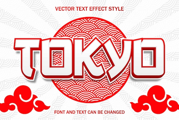 Diseño de fondo de plantilla de letras de estilo de efecto de texto editable de tipografía de fuente de estilo japonés de Tokio