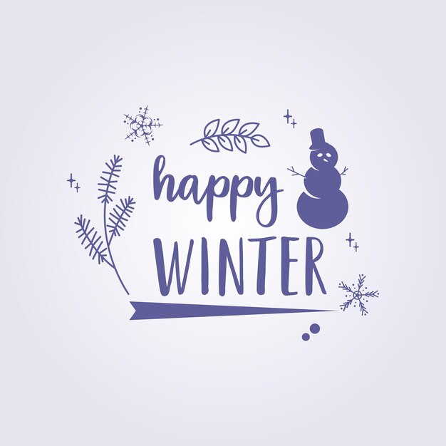 diseño de fondo de plantilla vectorial de ilustración de estilo tipografía de invierno feliz
