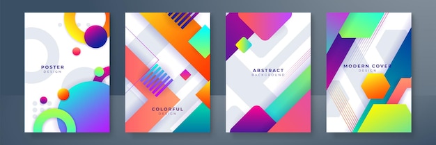 Diseño de fondo de portada minimalista moderno Gradientes coloridos dinámicos Diseño de vector de plantilla de póster de patrones geométricos futuros