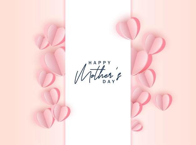Diseño de fondo de postal de feliz día de la madre con formas de corazón