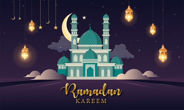 Diseño de fondo de Ramadán feliz en 3D