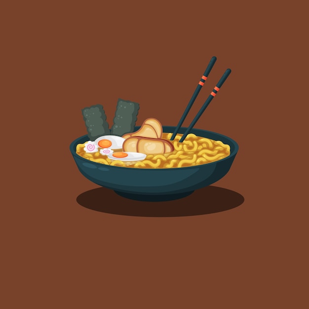 Diseño de fondo de ramen con estilo de dibujos animados