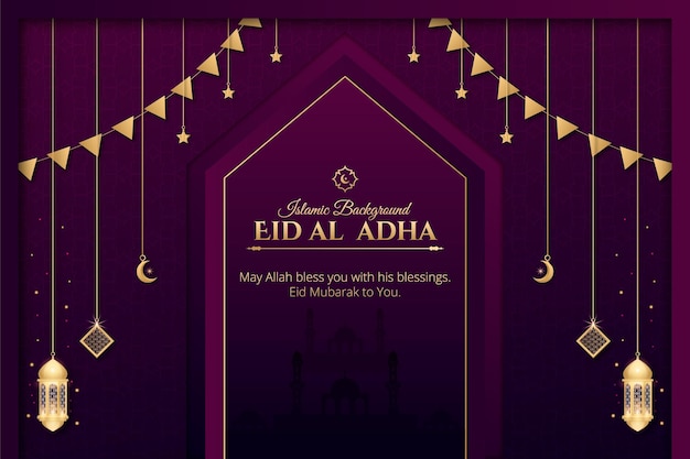 diseño de fondo realista eid al adha con linternas