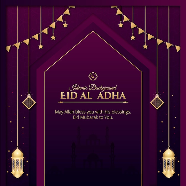 diseño de fondo realista eid al adha con linternas