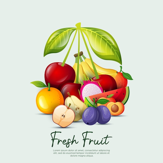 Diseño de fondo realista de frutas frescas