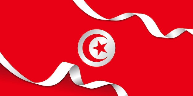 Diseño de fondo rojo con bandera de túnez para el día nacional de túnez