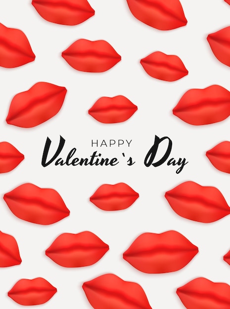 Diseño de fondo de San Valentín con ilustración de labios realistas