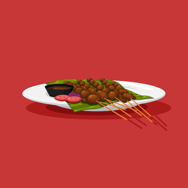 Vector diseño de fondo satay con estilo de dibujos animados