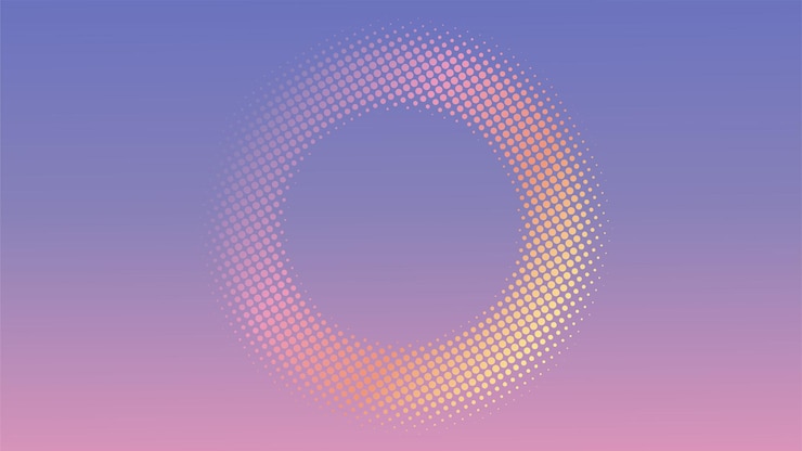 Vector diseño de fondo de semitono radial colorido ilustración de patrón de puntos de anillo abstracto en degradado de color pastel dulce