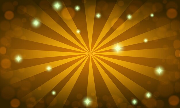 Diseño de fondo de sol amarillo vectorial con estrellas
