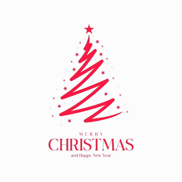 Diseño de fondo de la tarjeta del árbol de Navidad con un mínimo de arte de líneas
