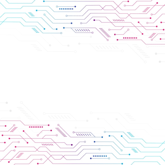 Diseño de fondo tecnológico de placas de circuitos futuristas coloridos