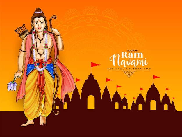 Diseño de fondo tradicional indio para el festival Happy Shree Ram Navami