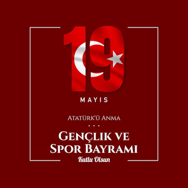 Diseño de fondo de vacaciones de Turquía Conmemoración del Día de la Juventud y el Deporte de Ataturk