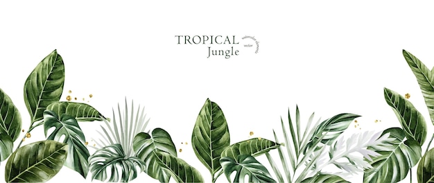 Diseño de fondo de vector de acuarela de selva tropical