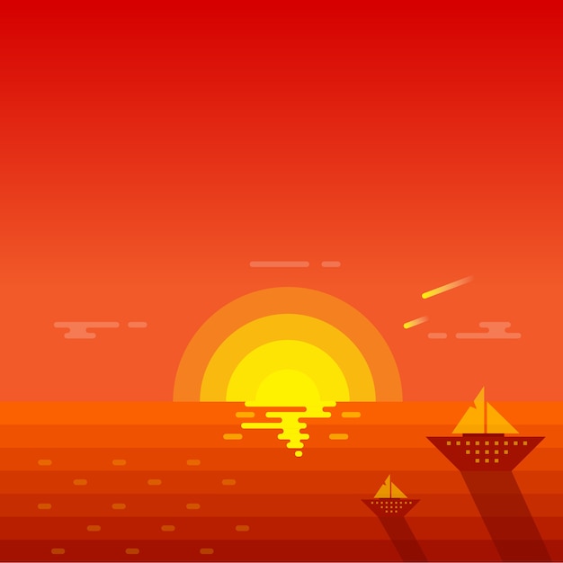 Diseño de fondo del vector al atardecer