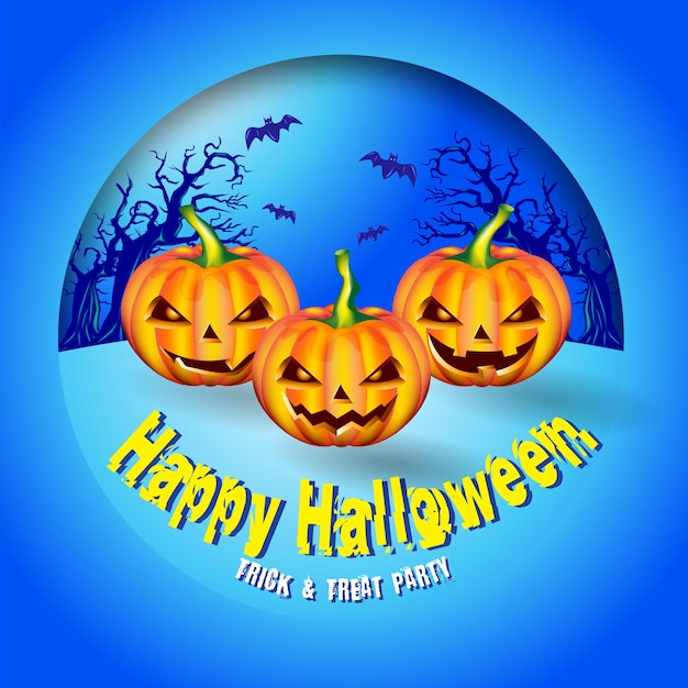 Diseño de fondo de vector de Halloween. con elementos de calabazas para la celebración espeluznante de la fiesta en el patio.